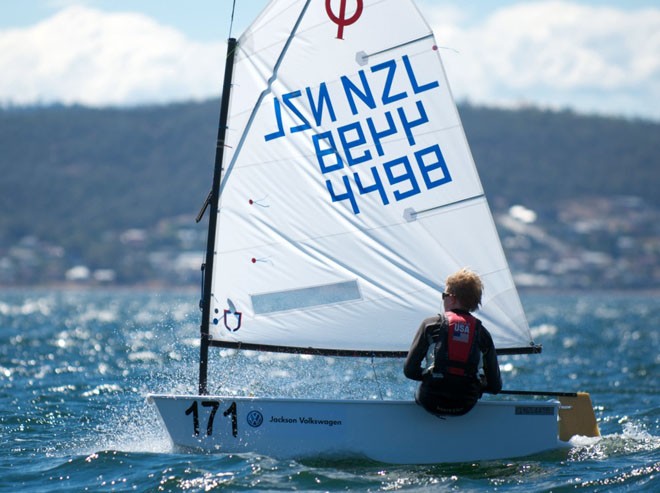 New Zealander Nick Egnot-Johnson won the regatta but not the Australian title - 2013 International Australian Optimist Championship © Dane Lojek